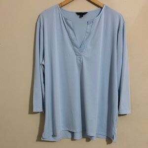 Banana Republic Blue Tunic Top with V-neck 3/4 Sleeves size 2X Office Minimalist